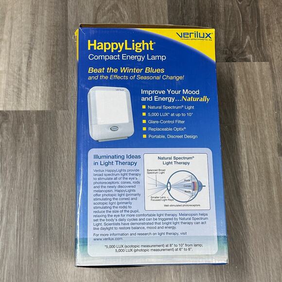 NEW! Verilux Happy Light Mood Focus 5K Natural Spectrum Energy Lamp Therapy - Picture 3 of 5